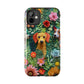 Dogs and Flowers Embroidered Fabric 3D Design Dog iPhone Case - Tough Case - Pets on Merch