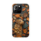 Dog and Autumn Leaves Wood Carving Design Dog iPhone Case - Tough Case - Pets on Merch dog-themed phone cases. Shop now for high-quality cases that combine style and protection. Unique 3d art graphic Pet phone case. Tough case for iPhone 15 14 13 11 12 x se xs sr 8 7 pro plus max mini. Durable 2-piece design