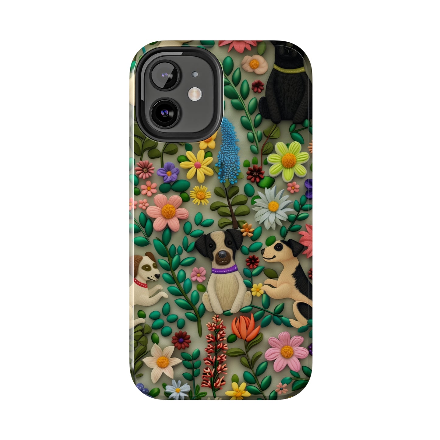 Dogs and Flowers Whimsical Colorful Design Dog iPhone Case - Tough Case - Pets on Merch