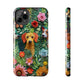 Dogs and Flowers Embroidered Fabric 3D Design Dog iPhone Case - Tough Case - Pets on Merch