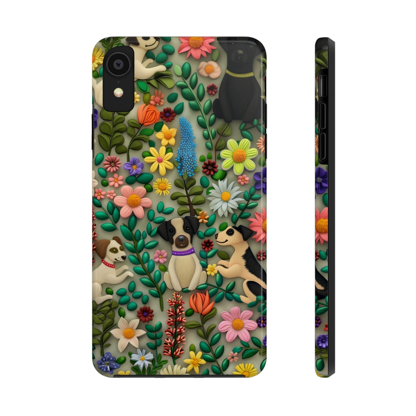 Dogs and Flowers Whimsical Colorful Design Dog iPhone Case - Tough Case - Pets on Merch