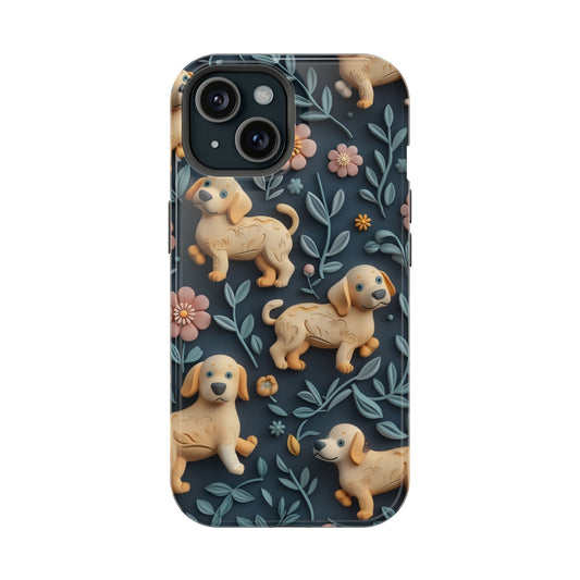 MagSafe Tough Case - Dogs and Plants 3D Clay Design Dog iPhone Case - Pets on Merch