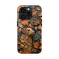 Dog and Autumn Leaves Wood Carving Design Dog iPhone Case - Tough Case - Pets on Merch dog-themed phone cases. Shop now for high-quality cases that combine style and protection. Unique 3d art graphic Pet phone case. Tough case for iPhone 15 14 13 11 12 x se xs sr 8 7 pro plus max mini. Durable 2-piece design