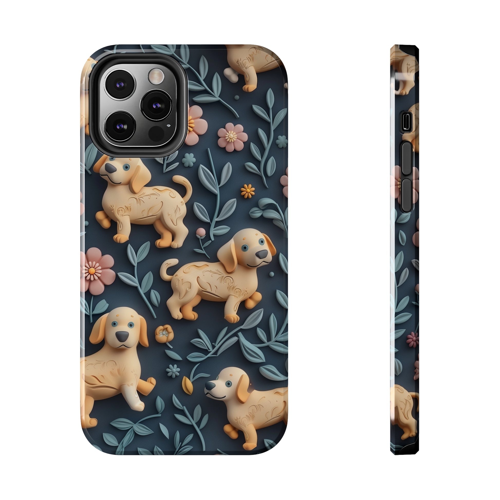 Dogs and Plants 3D Clay Design Dog iPhone Case - Tough Case - Pets on Merch