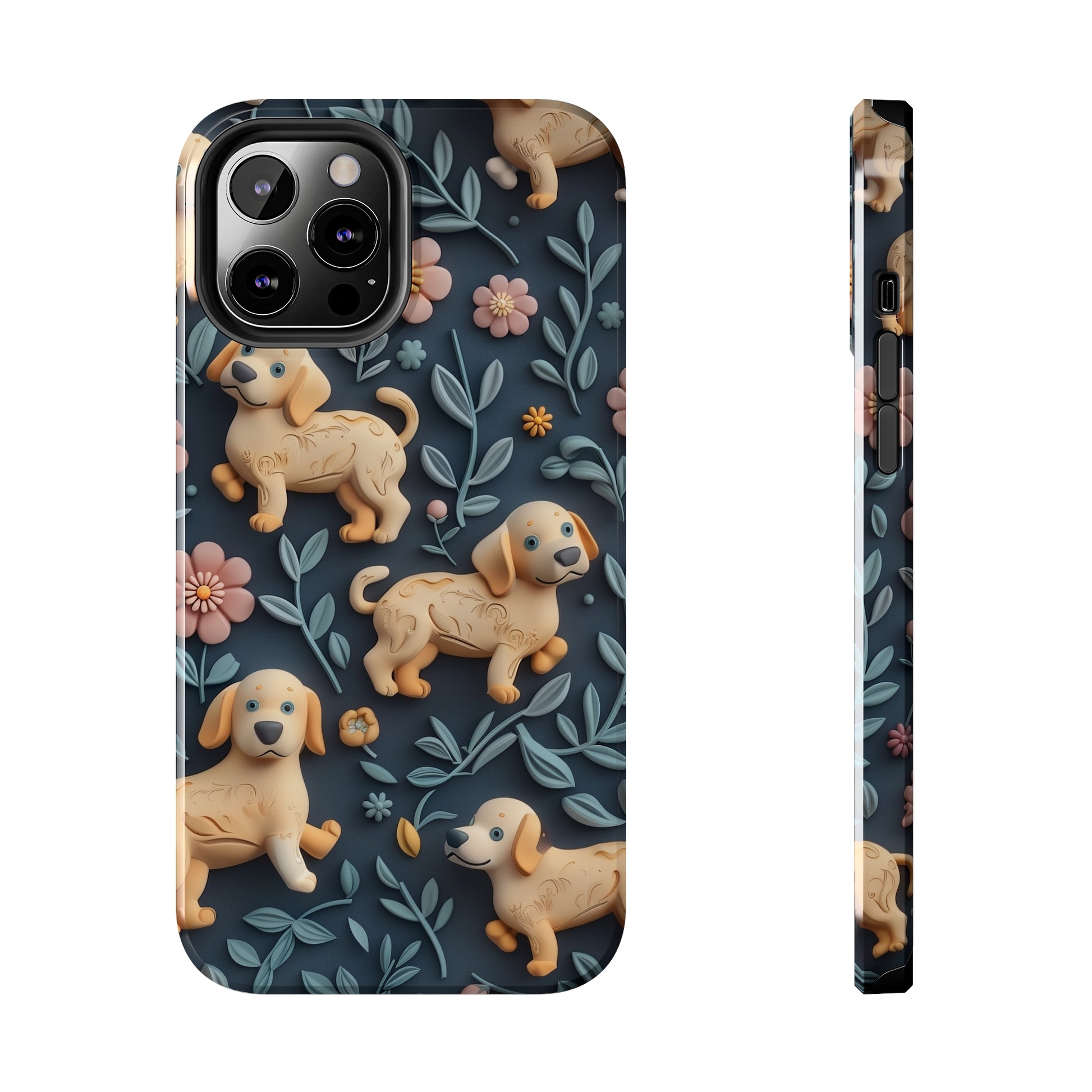 Dogs and Plants 3D Clay Design Dog iPhone Case - Tough Case - Pets on Merch