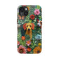 Dogs and Flowers Embroidered Fabric 3D Design Dog iPhone Case - Tough Case - Pets on Merch