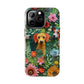 Dogs and Flowers Embroidered Fabric 3D Design Dog iPhone Case - Tough Case - Pets on Merch