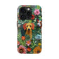 Dogs and Flowers Embroidered Fabric 3D Design Dog iPhone Case - Tough Case - Pets on Merch