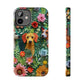 Dogs and Flowers Embroidered Fabric 3D Design Dog iPhone Case - Tough Case - Pets on Merch