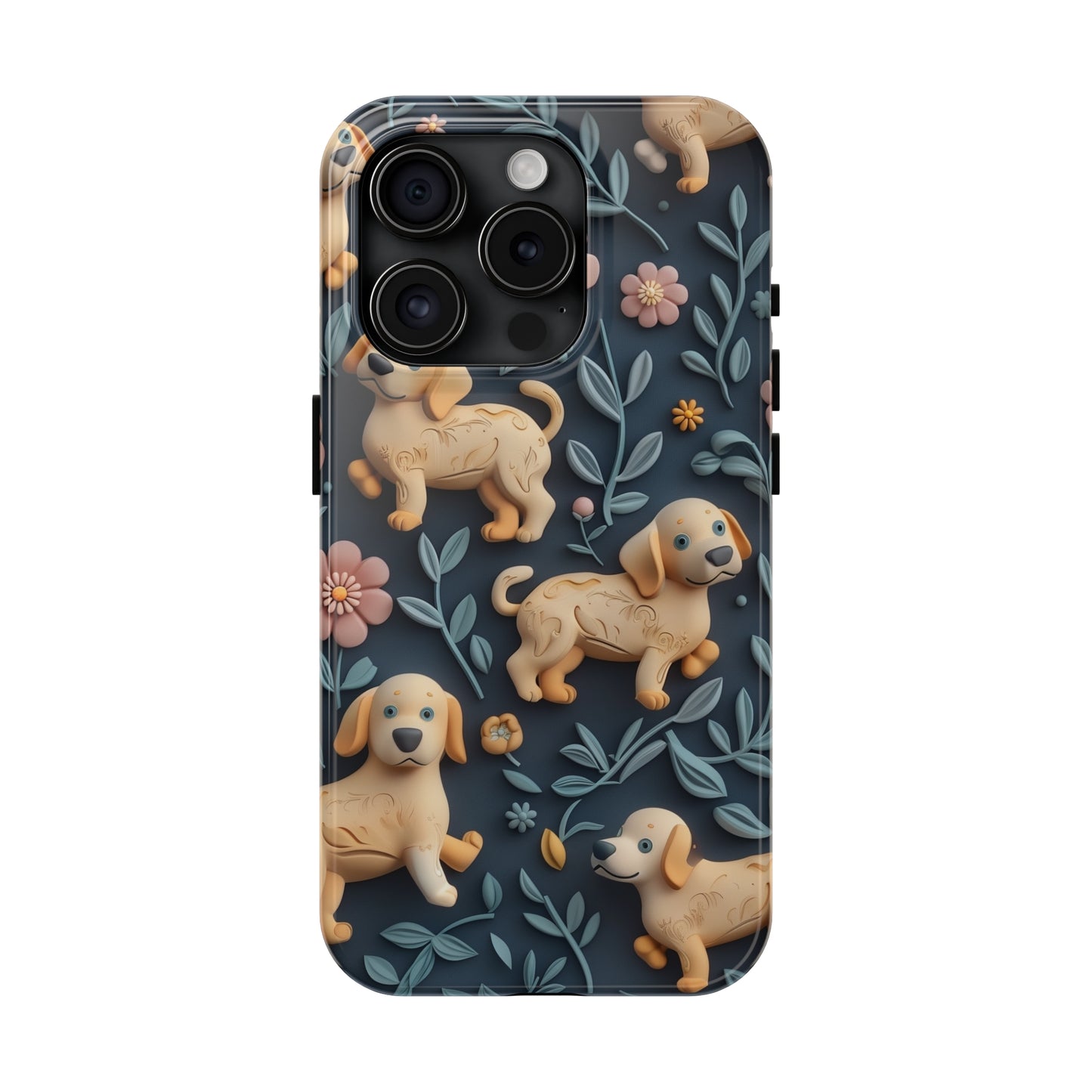 Dogs and Plants 3D Clay Design Dog iPhone Case - Tough Case - Pets on Merch