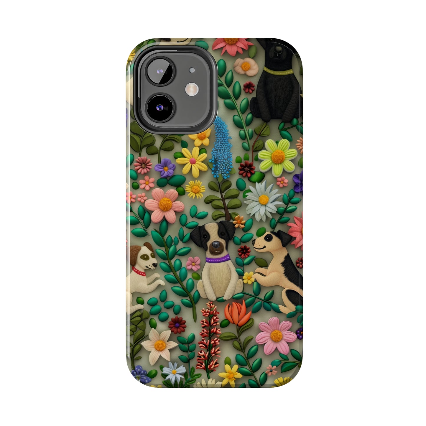 Dogs and Flowers Whimsical Colorful Design Dog iPhone Case - Tough Case - Pets on Merch