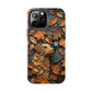 Dog and Autumn Leaves Wood Carving Design Dog iPhone Case - Tough Case - Pets on Merch dog-themed phone cases. Shop now for high-quality cases that combine style and protection. Unique 3d art graphic Pet phone case. Tough case for iPhone 15 14 13 11 12 x se xs sr 8 7 pro plus max mini. Durable 2-piece design