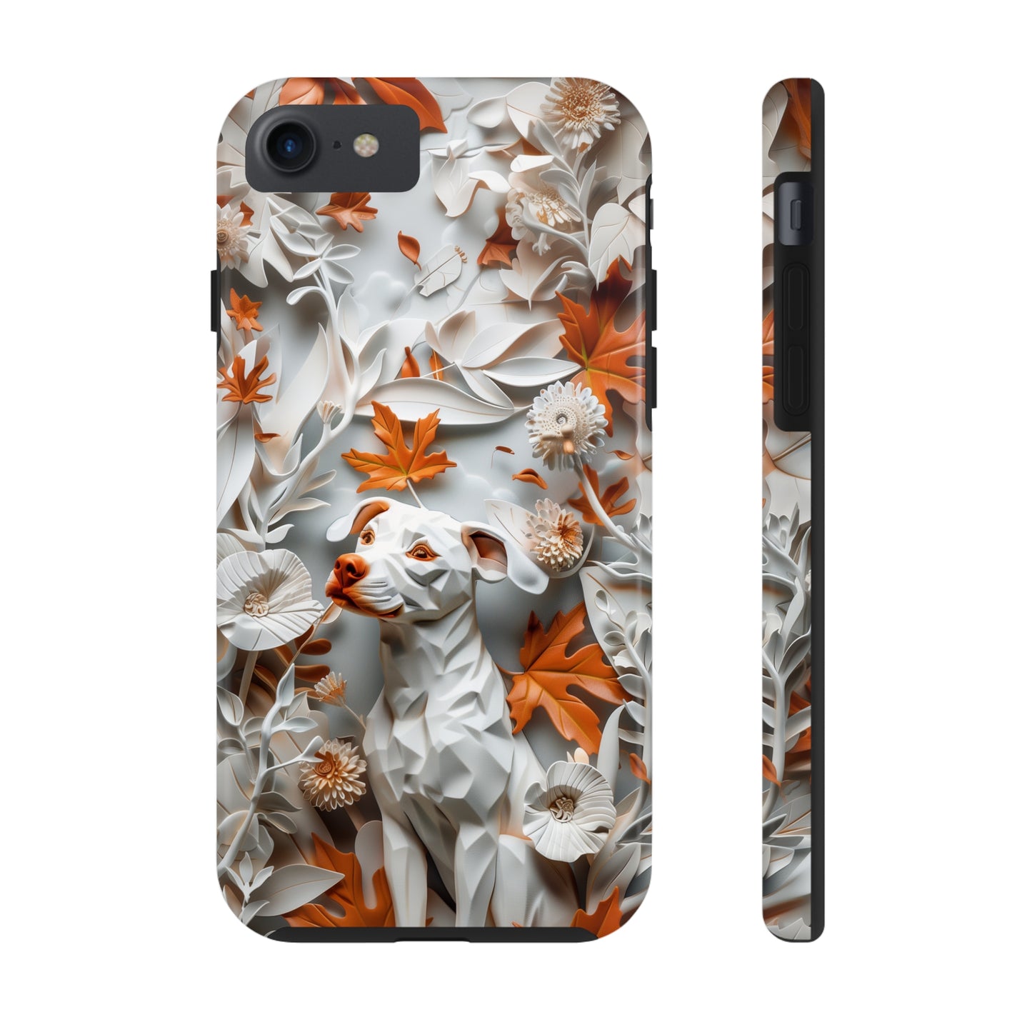 Dog and Leaves Paper Sculpture Design Dog iPhone Case - Tough Case - Pets on Merch