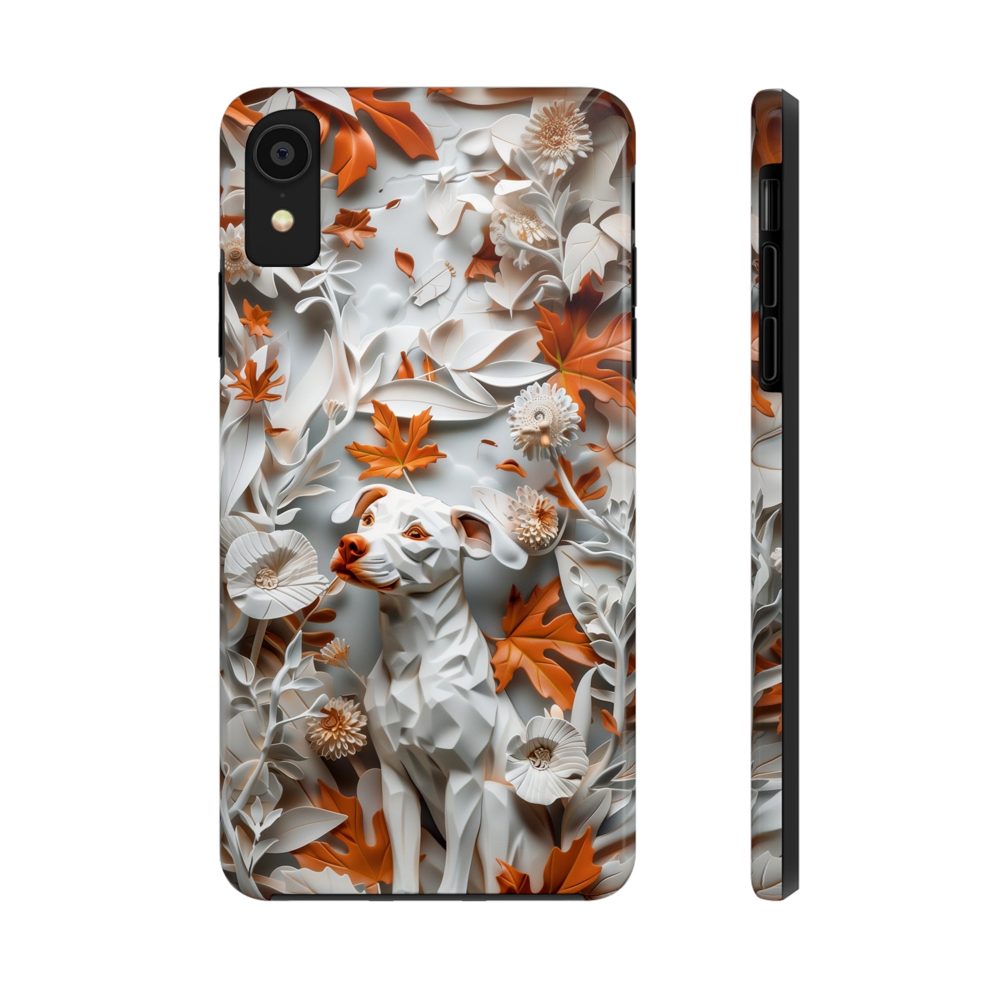 Dog and Leaves Paper Sculpture Design Dog iPhone Case - Tough Case - Pets on Merch