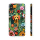 Dogs and Flowers Embroidered Fabric 3D Design Dog iPhone Case - Tough Case - Pets on Merch