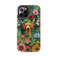 Dogs and Flowers Embroidered Fabric 3D Design Dog iPhone Case - Tough Case - Pets on Merch