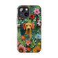 Dogs and Flowers Embroidered Fabric 3D Design Dog iPhone Case - Tough Case - Pets on Merch