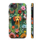 Dogs and Flowers Embroidered Fabric 3D Design Dog iPhone Case - Tough Case - Pets on Merch