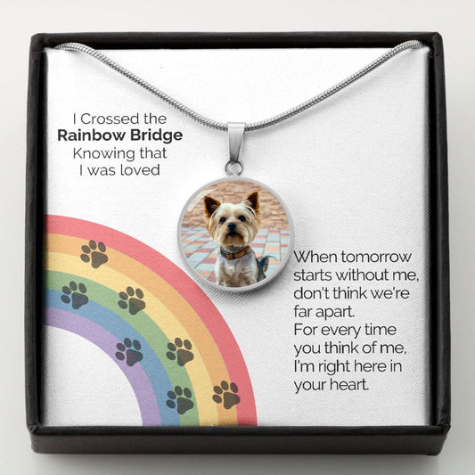 Personalized Rainbow Bridge Pet Memorial Photo Necklace