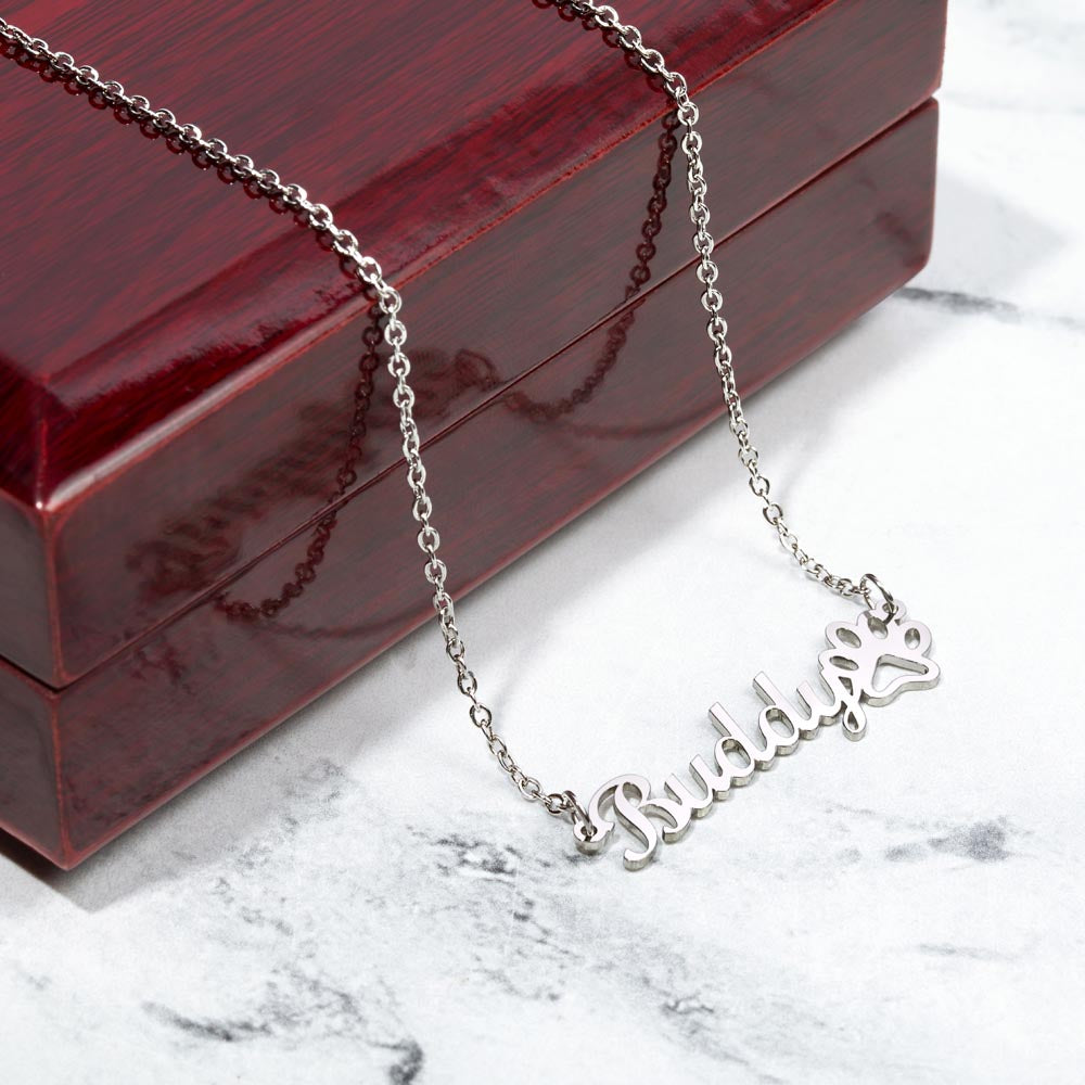 Honor your beloved pet with our Personalized Rainbow Bridge Memorial Name Necklace. With your Pet’s name and a paw print, This pet rainbow bridge memorial jewelry makes a heartfelt and thoughtful bereavement gift. Rainbow bridge dog or cat. 