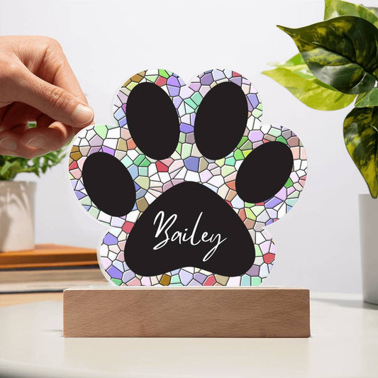 Personalized Acrylic Paw Print Plaque - Pets on Merch