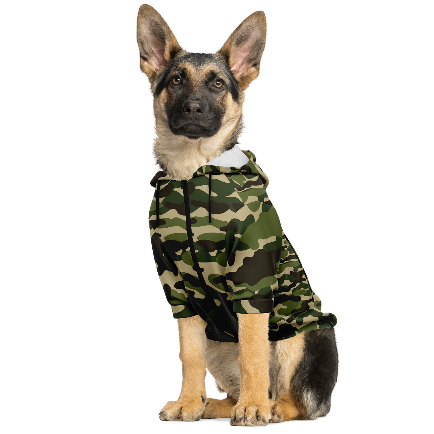 Dog Hoodie - Small to Large Dogs - Green Camo - Premium Durable Fabric - Pets on Merch