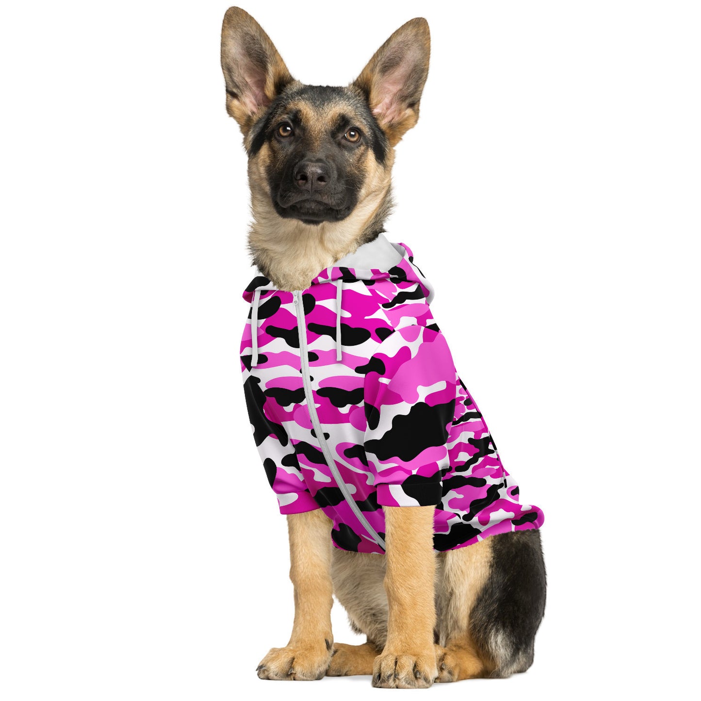 Dog Hoodie - Small to Large Dogs - Pink Camo - Premium Durable Fabric - Pets on Merch