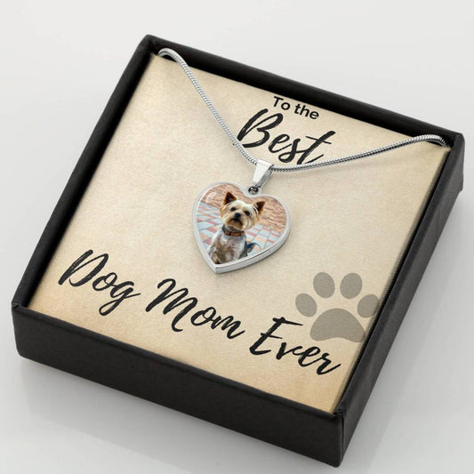 Best Dog Mom Personalized Pet Photo Necklace | Heart Pendant Jewelry ShineOn Fulfillment Luxury Necklace (.316 Surgical Steel) No