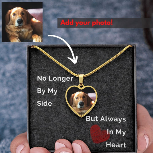 Personalized Pet Memorial Photo Necklace | Heart Pendant