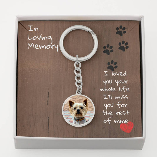 Pet Memorial Photo Keychain- Loved You Your Whole Life - Circle Pendant Jewelry ShineOn Fulfillment Luxury Keychain (Silver Color) No 