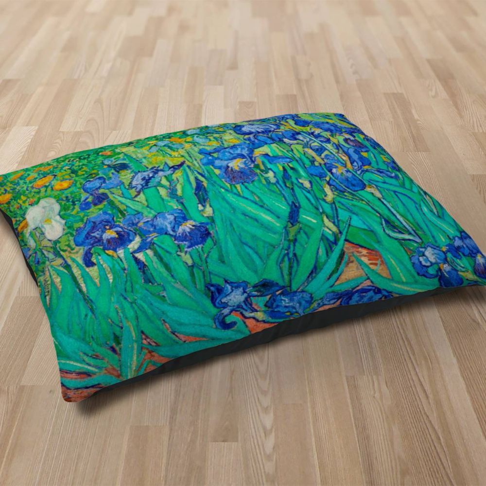 Premium Quality Dog Bed with Removable Washable Pillow Cover. | Irises by Vincent Van Gogh [FREE US SHIPPING] Dog Beds Pets on Merch 