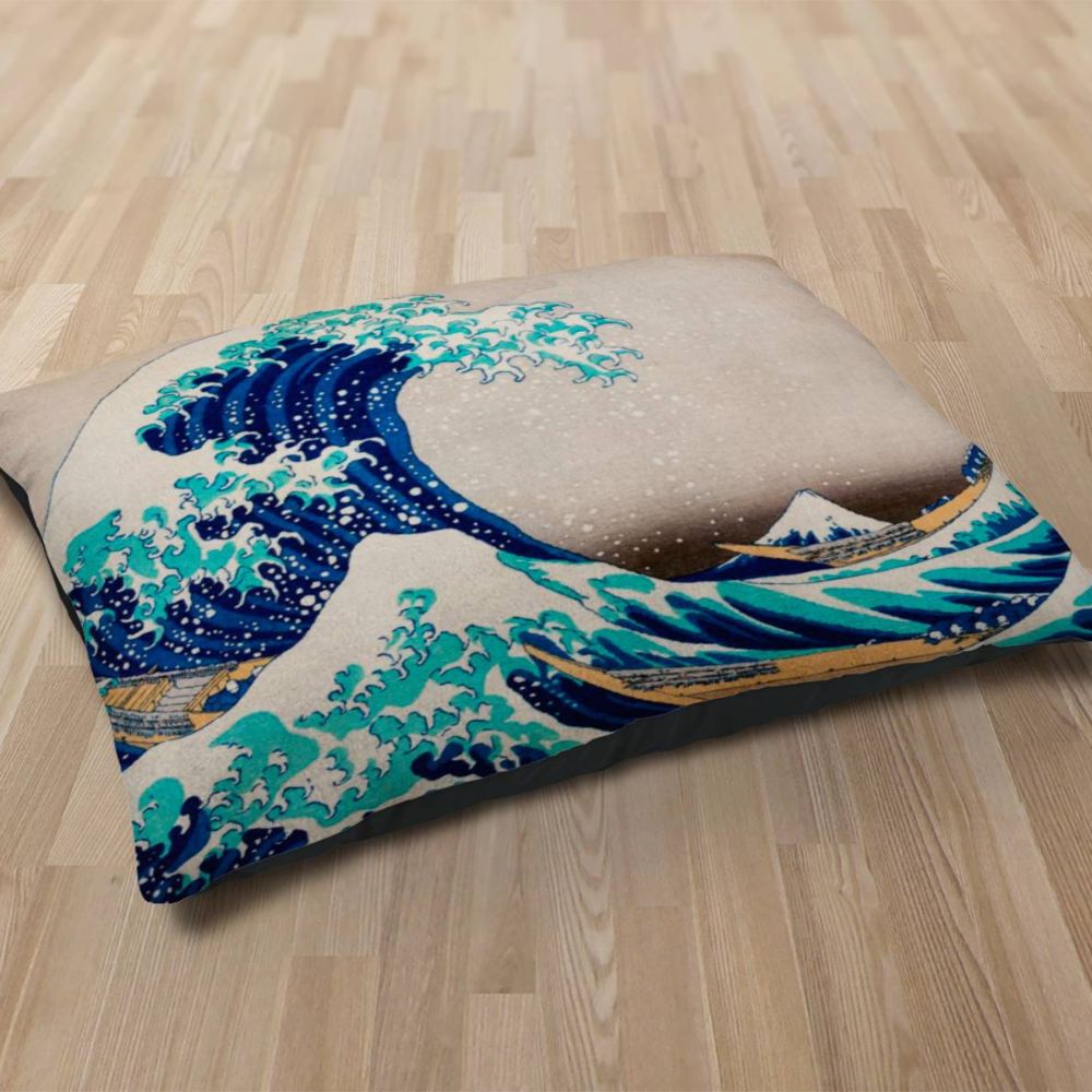 Premium Quality Dog Bed with Removable Washable Pillow Cover | Katsushika Hokusai, The Great Wave off Kanagawa. [FREE US SHIPPING] Dog Beds Pets on Merch 