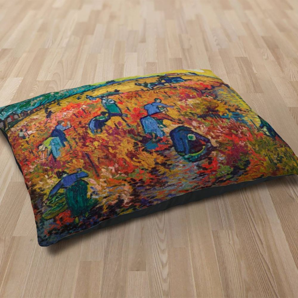 Premium Quality Dog Bed with Removable Washable Pillow Cover | The Red Vineyard by Vincent van Gogh. [FREE US SHIPPING] Dog Beds Pets on Merch 