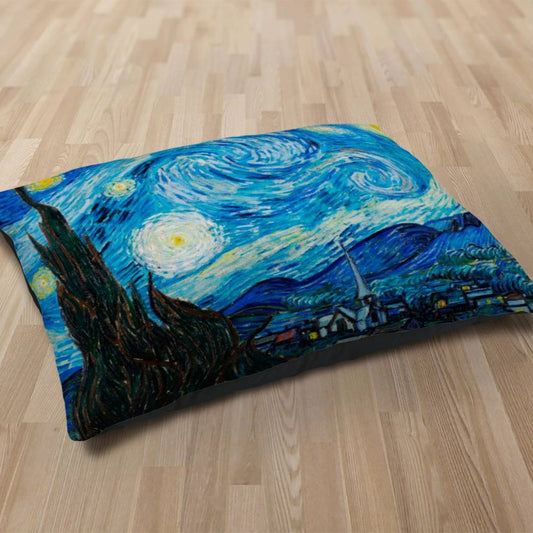 Premium Quality Dog Bed with Removable Washable Pillow Cover | The Starry Night by Vincent Van Gogh. [FREE US SHIPPING] Dog Beds Pets on Merch 