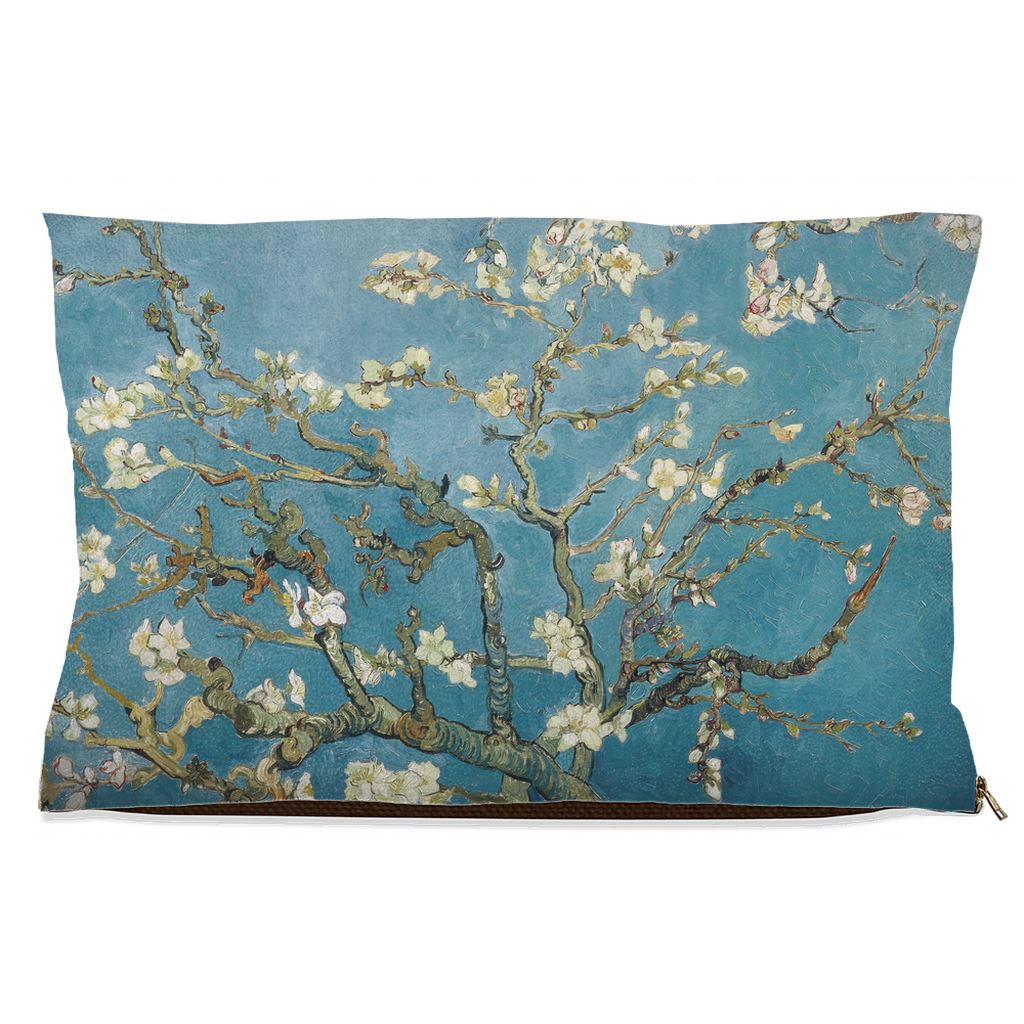 Premium Quality Pet Bed with Removable Washable Pillow Cover | Almond blossom by Vincent van Gogh. [FREE US SHIPPING] Dog Beds Pets on Merch Fleece 18x28 inch 