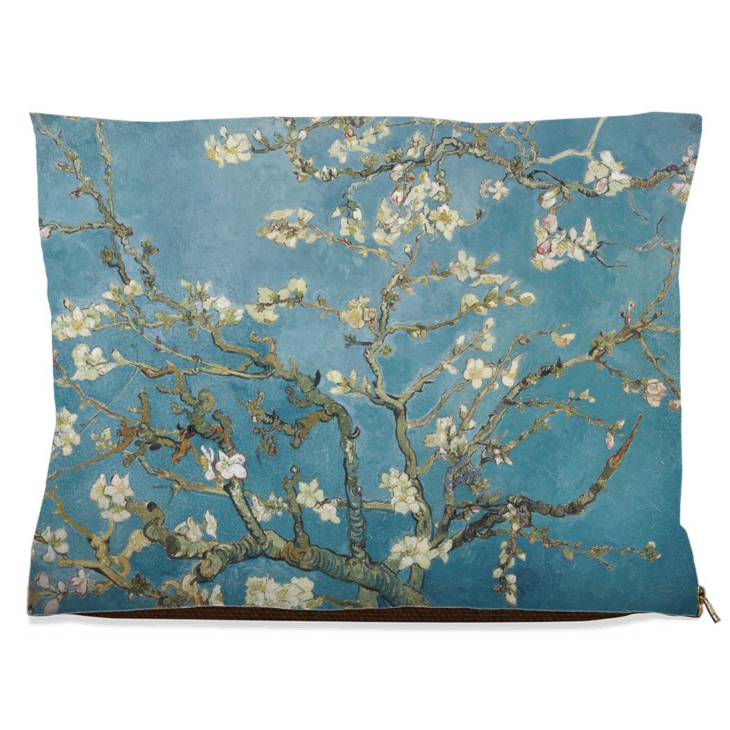 Premium Quality Pet Bed with Removable Washable Pillow Cover | Almond blossom by Vincent van Gogh. [FREE US SHIPPING] Dog Beds Pets on Merch Fleece 30x40 inch 