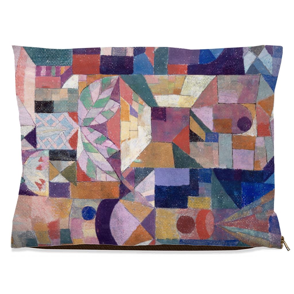 Premium Quality Pet Bed with Removable Washable Pillow Cover | Burggarten by Paul Klee. [FREE US SHIPPING] Dog Beds Pets on Merch Fleece 30x40 inch 