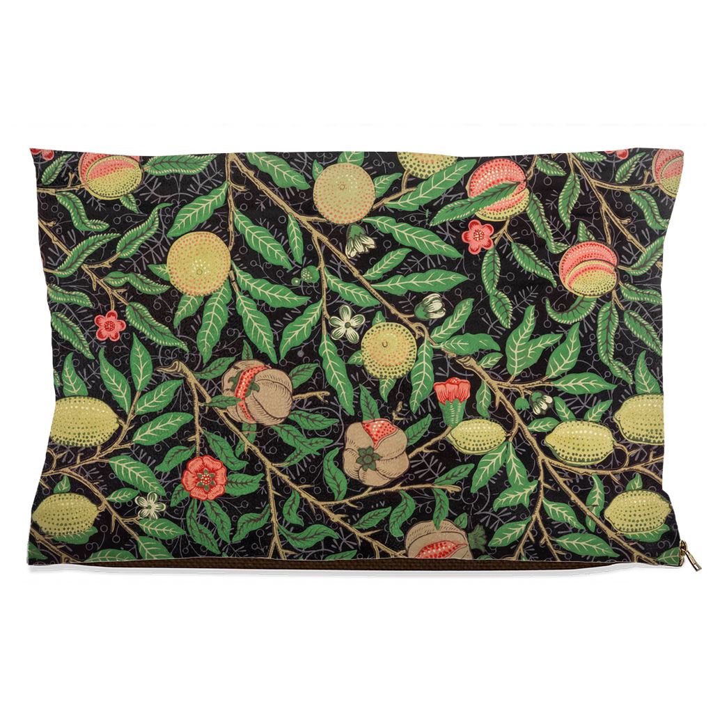 Premium Quality Pet Bed with Removable Washable Pillow Cover | Fruit pattern by William Morris. [FREE US SHIPPING] Dog Beds Pets on Merch Fleece 18x28 inch 