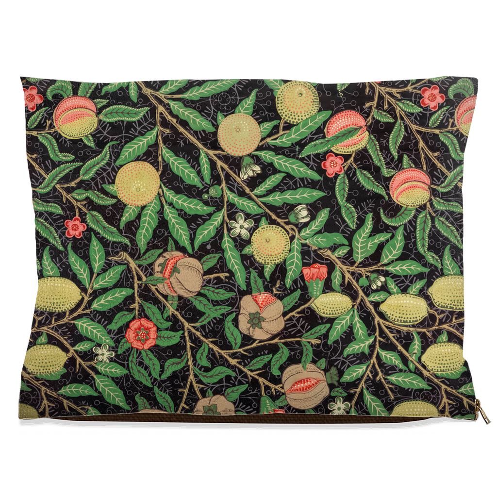 Premium Quality Pet Bed with Removable Washable Pillow Cover | Fruit pattern by William Morris. [FREE US SHIPPING] Dog Beds Pets on Merch Fleece 30x40 inch 