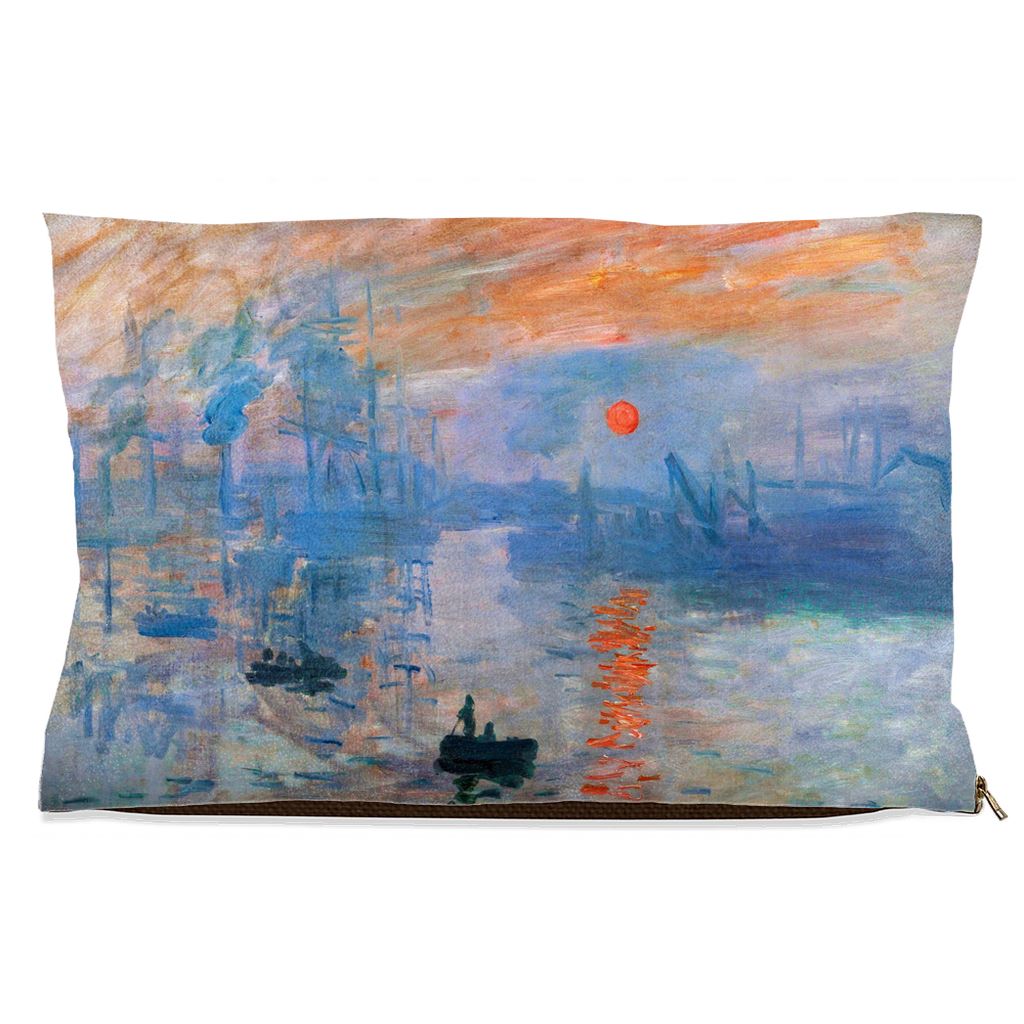 Premium Quality Pet Bed with Removable Washable Pillow Cover | Impression, Sunrise by Claude Monet. [FREE US SHIPPING] Dog Beds Pets on Merch Fleece 18x28 inch 