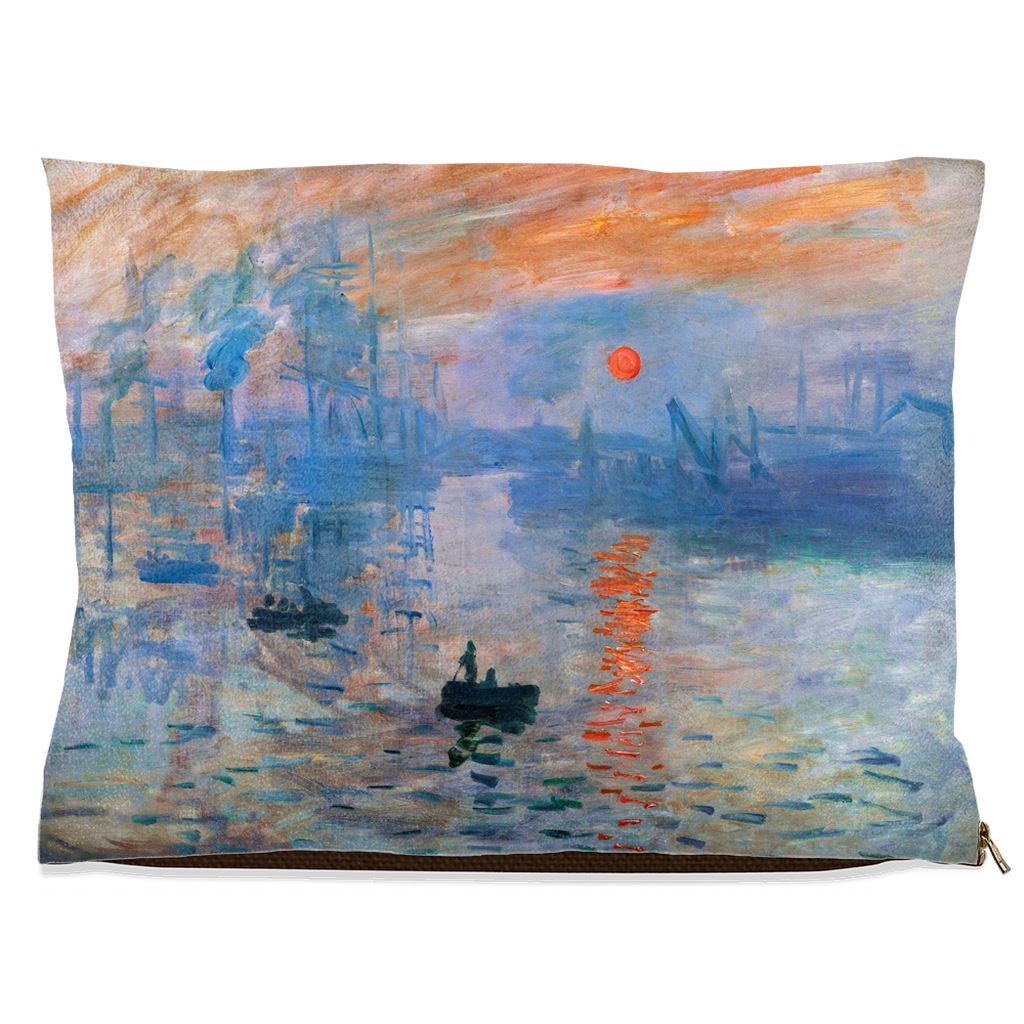 Premium Quality Pet Bed with Removable Washable Pillow Cover | Impression, Sunrise by Claude Monet. [FREE US SHIPPING] Dog Beds Pets on Merch Fleece 30x40 inch 