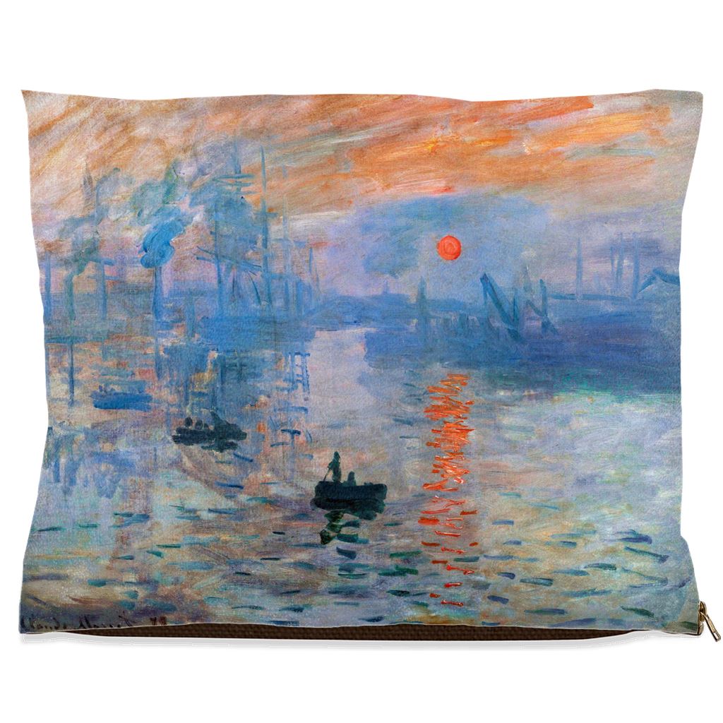 Premium Quality Pet Bed with Removable Washable Pillow Cover | Impression, Sunrise by Claude Monet. [FREE US SHIPPING] Dog Beds Pets on Merch Fleece 40x50 inch 