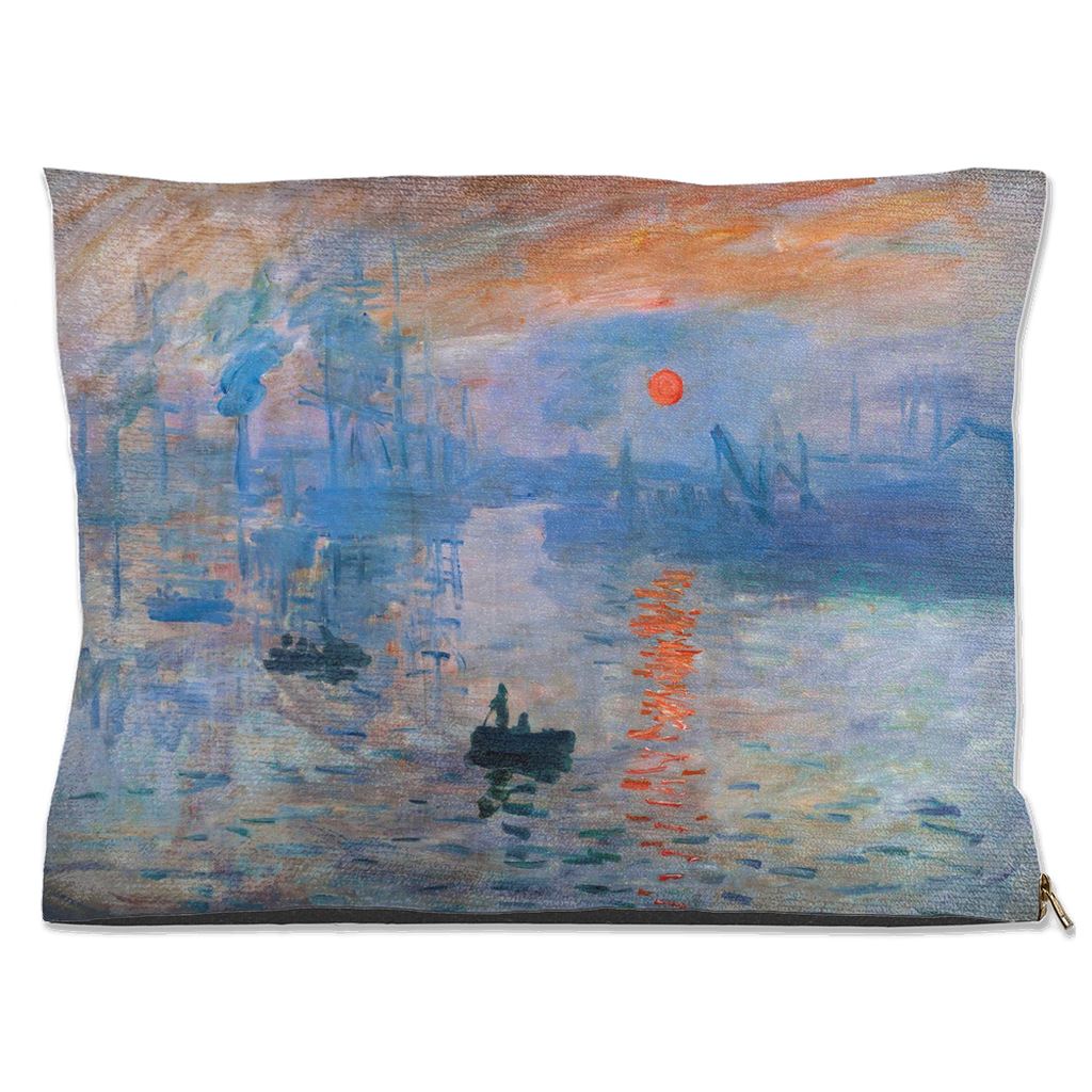 Premium Quality Pet Bed with Removable Washable Pillow Cover | Impression, Sunrise by Claude Monet. [FREE US SHIPPING] Dog Beds Pets on Merch Water Resistant 30x40 inch 