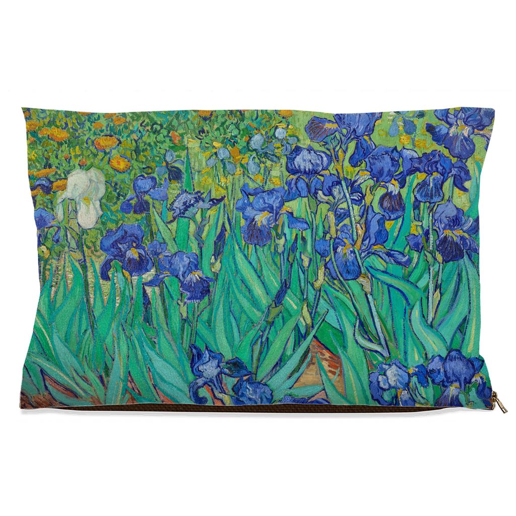 Premium Quality Pet Bed with Removable Washable Pillow Cover. | Irises by Vincent Van Gogh Dog Beds Pets on Merch Fleece 18x28 inch 