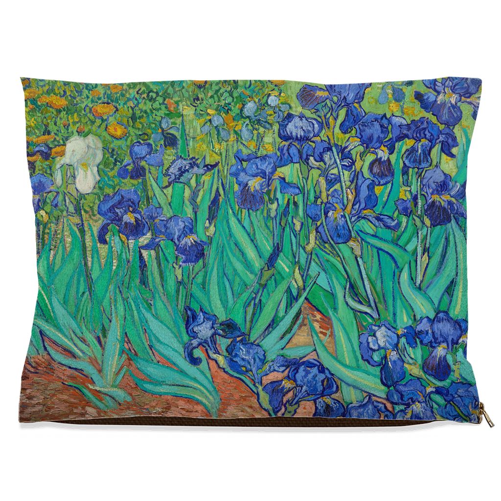 Premium Quality Pet Bed with Removable Washable Pillow Cover. | Irises by Vincent Van Gogh Dog Beds Pets on Merch Fleece 30x40 inch 