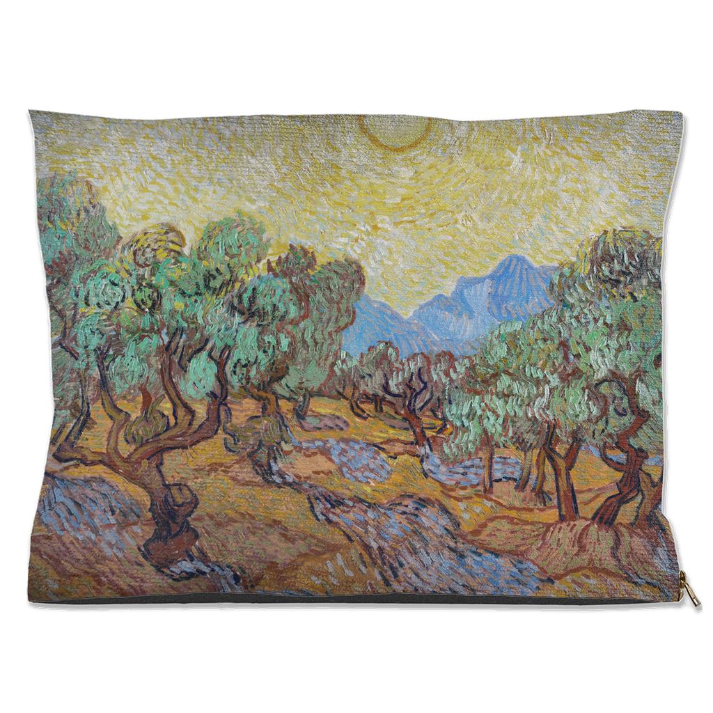 Premium Quality Pet Bed with Removable Washable Pillow Cover | Olive Trees by Vincent van Gogh. [FREE US SHIPPING] Dog Beds Pets on Merch Water Resistant 30x40 inch 