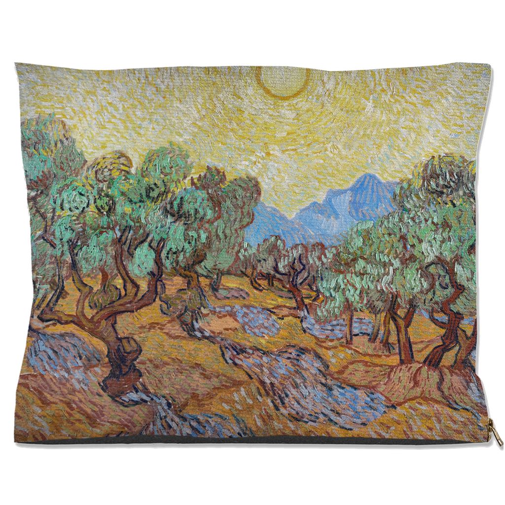 Premium Quality Pet Bed with Removable Washable Pillow Cover | Olive Trees by Vincent van Gogh. [FREE US SHIPPING] Dog Beds Pets on Merch Water Resistant 40x50 inch 