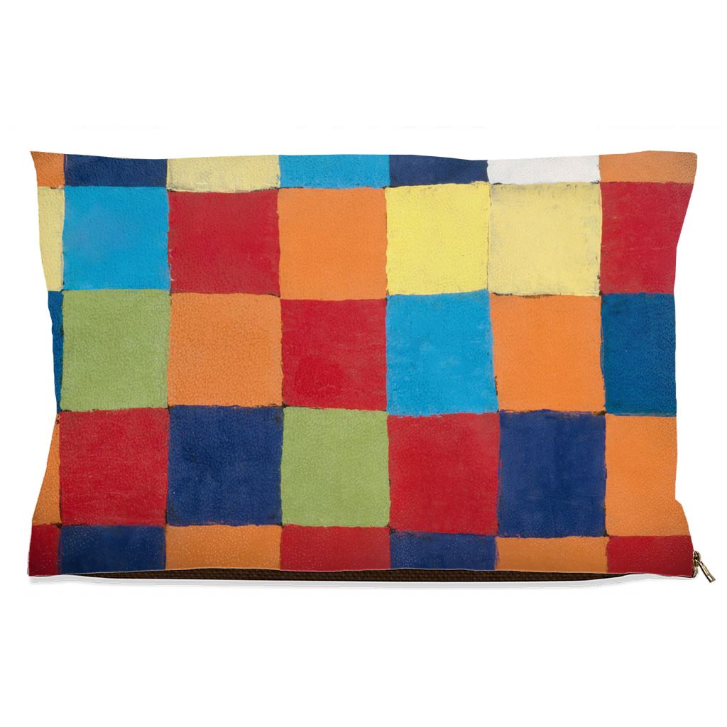 Premium Quality Pet Bed with Removable Washable Pillow Cover | "Qu 1" by Paul Klee. [FREE US SHIPPING] Dog Beds Pets on Merch Fleece 18x28 inch 