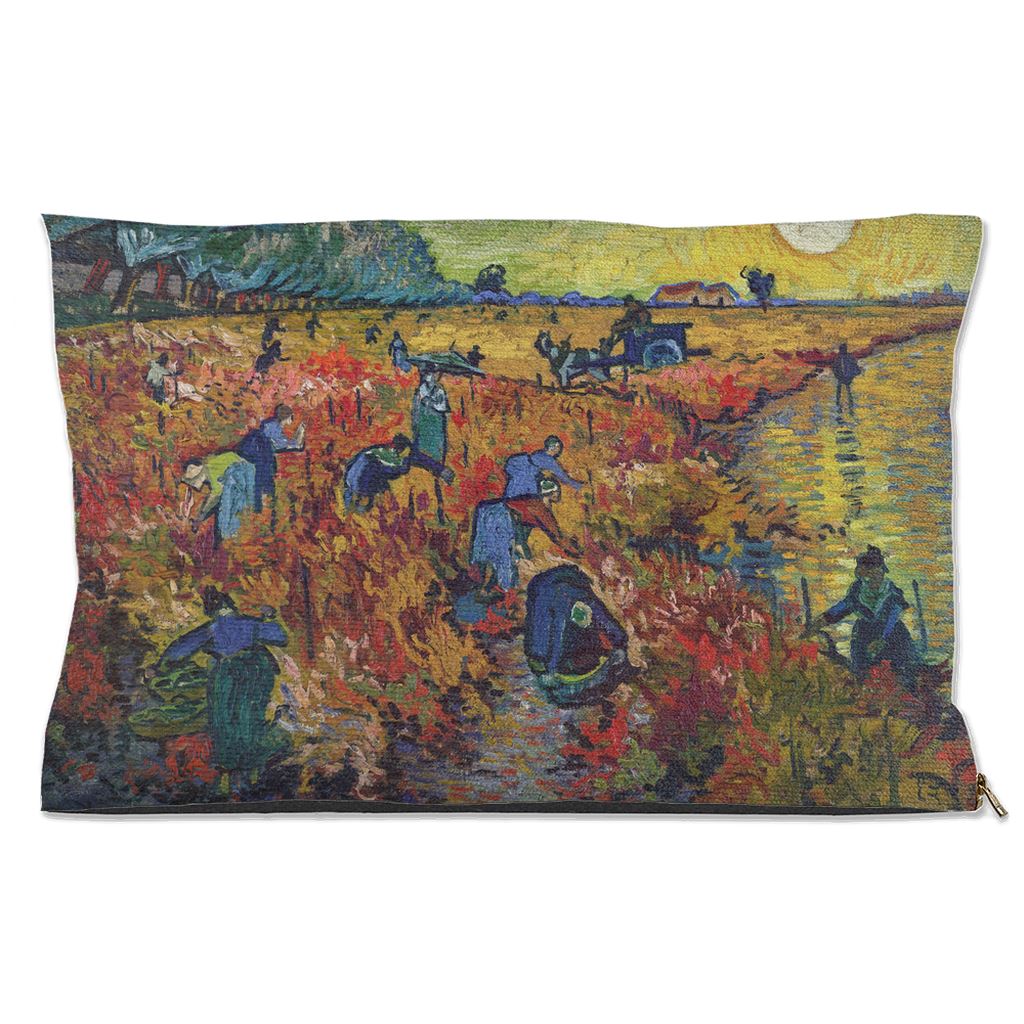 Premium Quality Pet Bed with Removable Washable Pillow Cover | The Red Vineyard by Vincent van Gogh. [FREE US SHIPPING] Dog Beds Pets on Merch Water Resistant 18x28 inch 