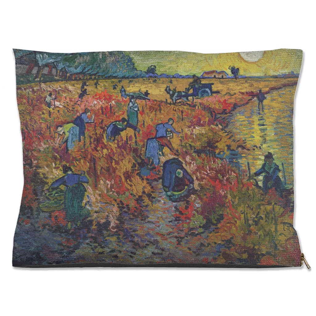 Premium Quality Pet Bed with Removable Washable Pillow Cover | The Red Vineyard by Vincent van Gogh. [FREE US SHIPPING] Dog Beds Pets on Merch Water Resistant 30x40 inch 